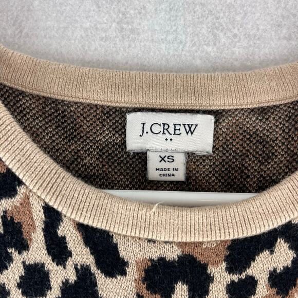 J.Crew Short Sleeve Leopard Cheetah Print Knit Sweater Women's XS 100% Cotton - Picture 4 of 9